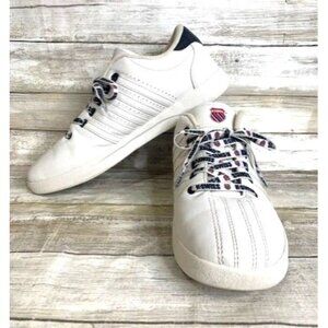K-Swiss Varsity Unisex Sneakers Size 7 White & Black Leather‎ 83643